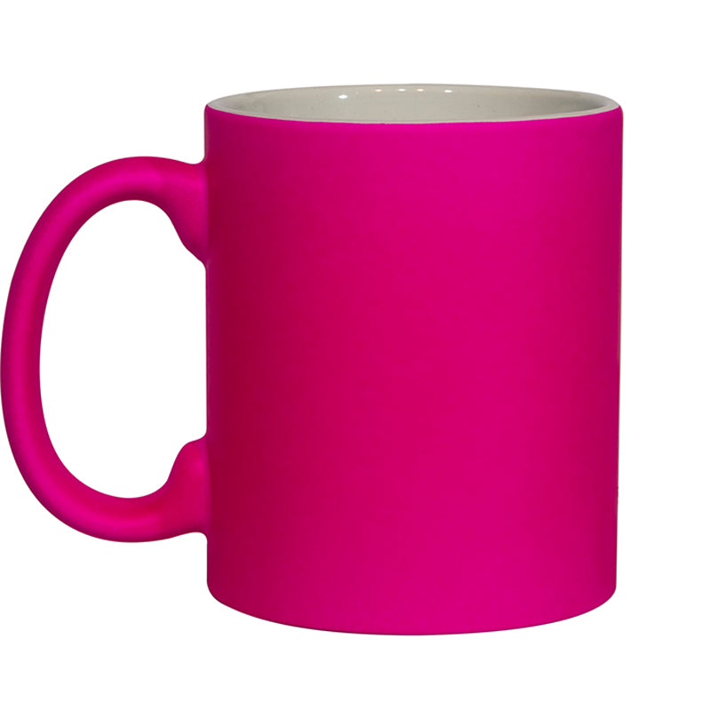 11oz pink sublimation mug, fluorescent pink sublimation mug, full-colour sublimation mugs