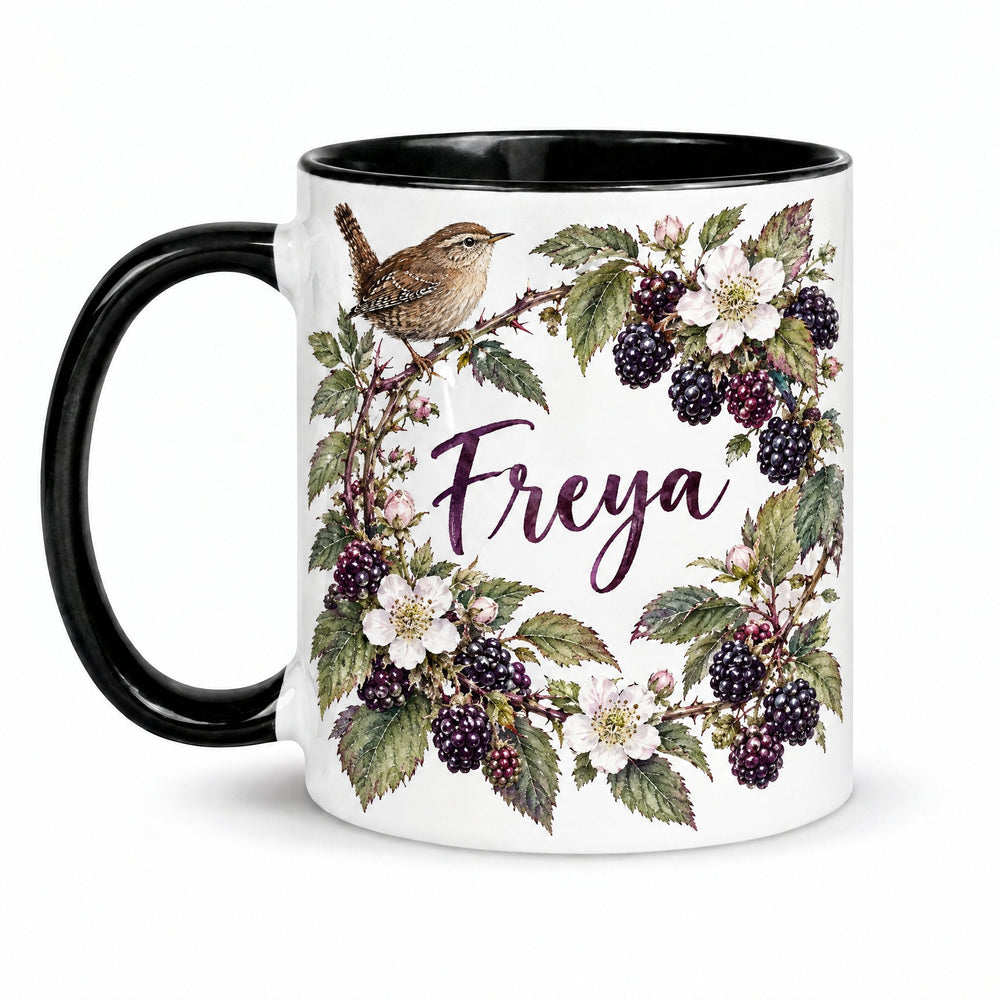 11oz black inner & handle sublimation mugs x36 (unboxed) printed with a hand-painted watercolour