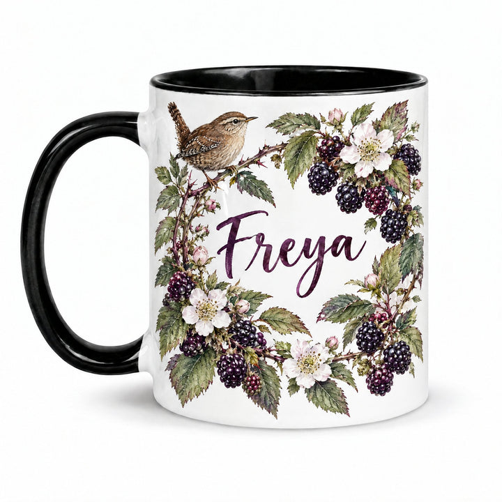 11oz black inner &amp; handle sublimation mugs x36 (unboxed) printed with a hand-painted watercolour