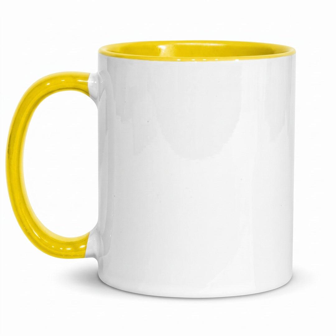 11oz yellow inner & handle mugs x36 (unboxed), blank, gloss finish