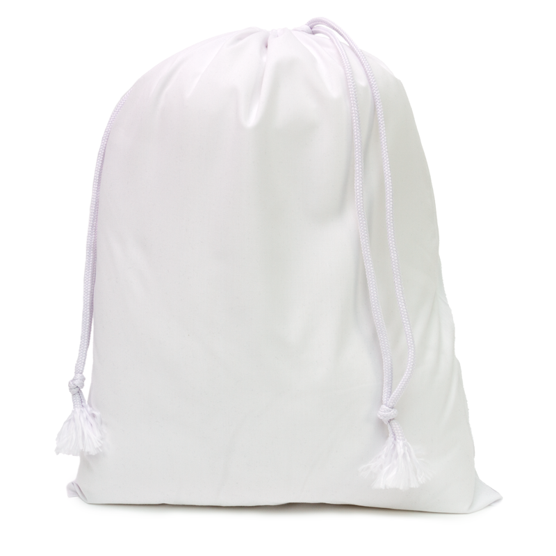 white sublimation polyester sack, sublimation blanks, sublimation sacks, white sublimation sacks, dye sublimation supplies, personalised sacks, personalised bags, dye sublimation