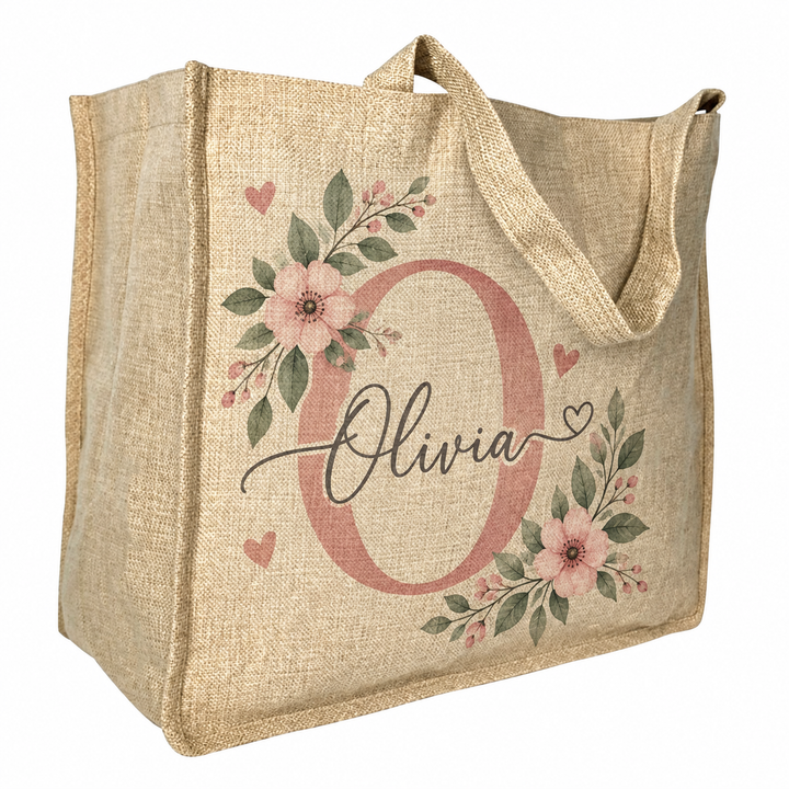 Large Faux Burlap Gusset Bags