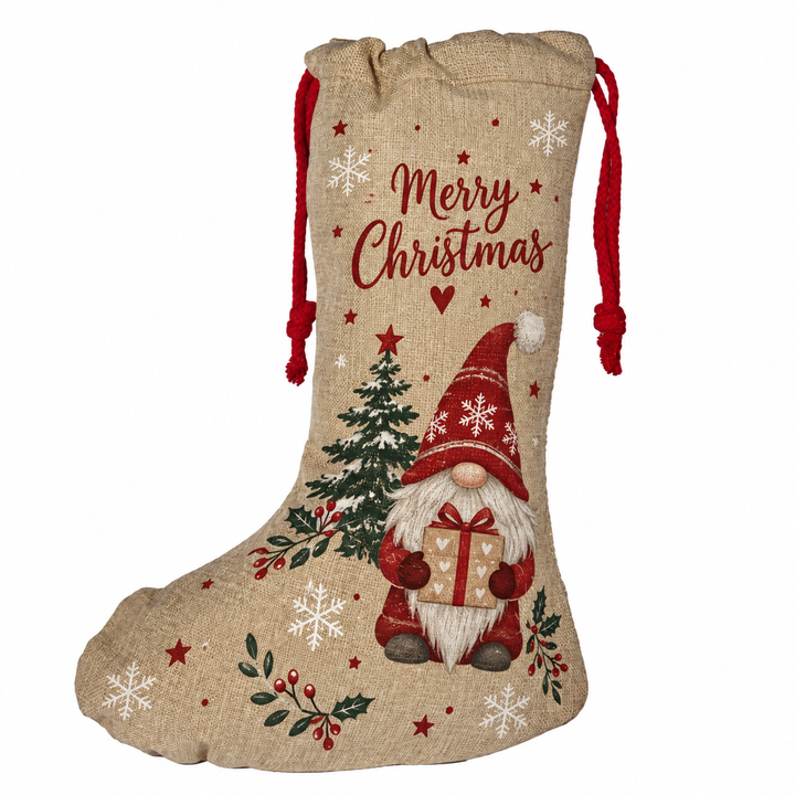 Faux Burlap Santa Stocking