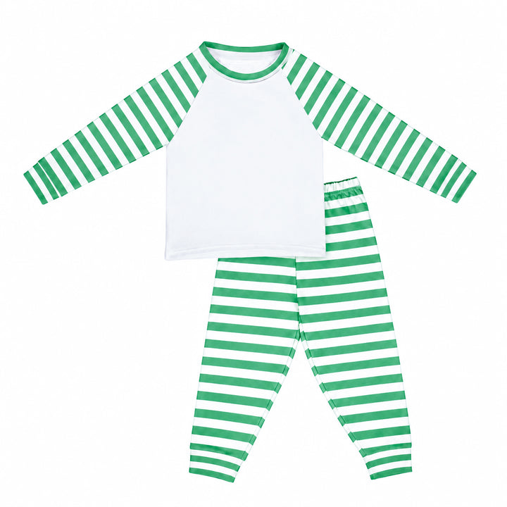 Green Striped Children's Sublimation Pyjamas