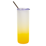 25oz Frosted Yellow Glass Tumbler with Plastic Lid