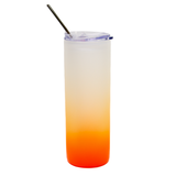 25oz Frosted Orange Glass Tumbler with Plastic Lid