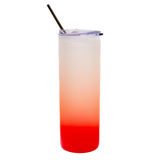 25oz Frosted Red Glass Tumbler with Plastic Lid