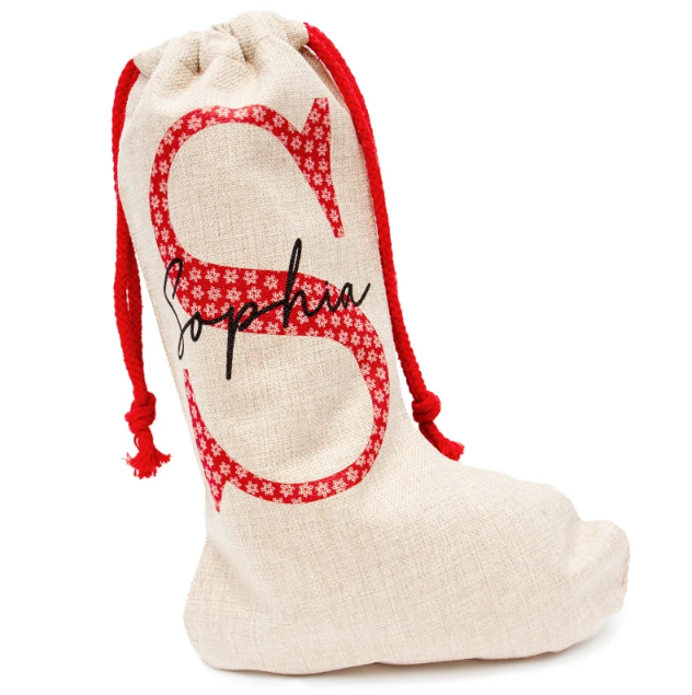 Linen Santa Stocking