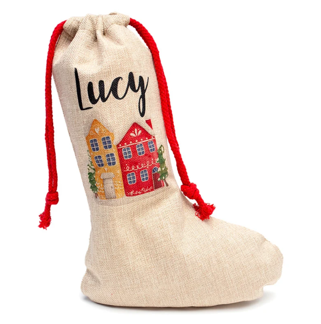 Linen Santa Stocking