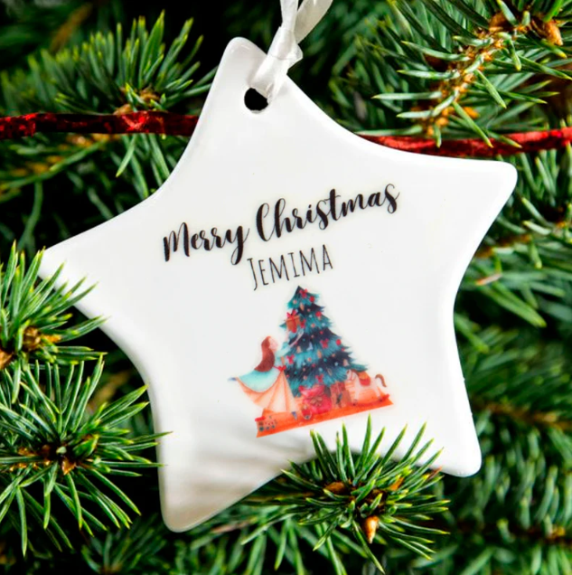 Ceramic Star Shaped Christmas Tree Decoration