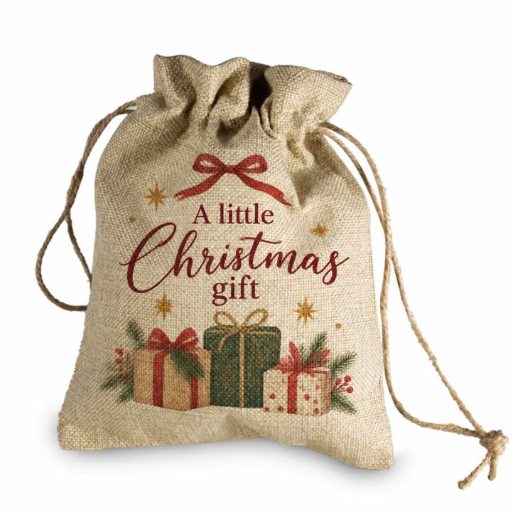Large Faux Burlap Drawstring Bag