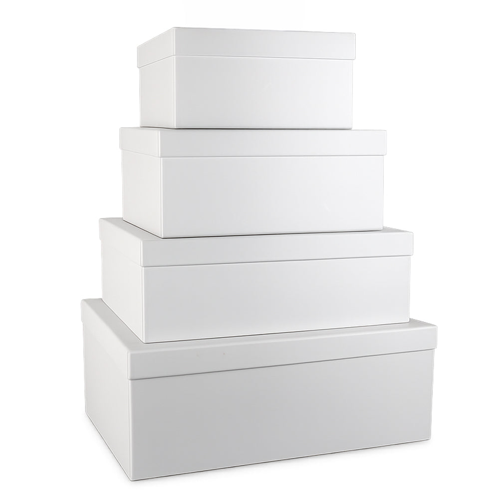 White Rectangle Gift Box - Set of 4