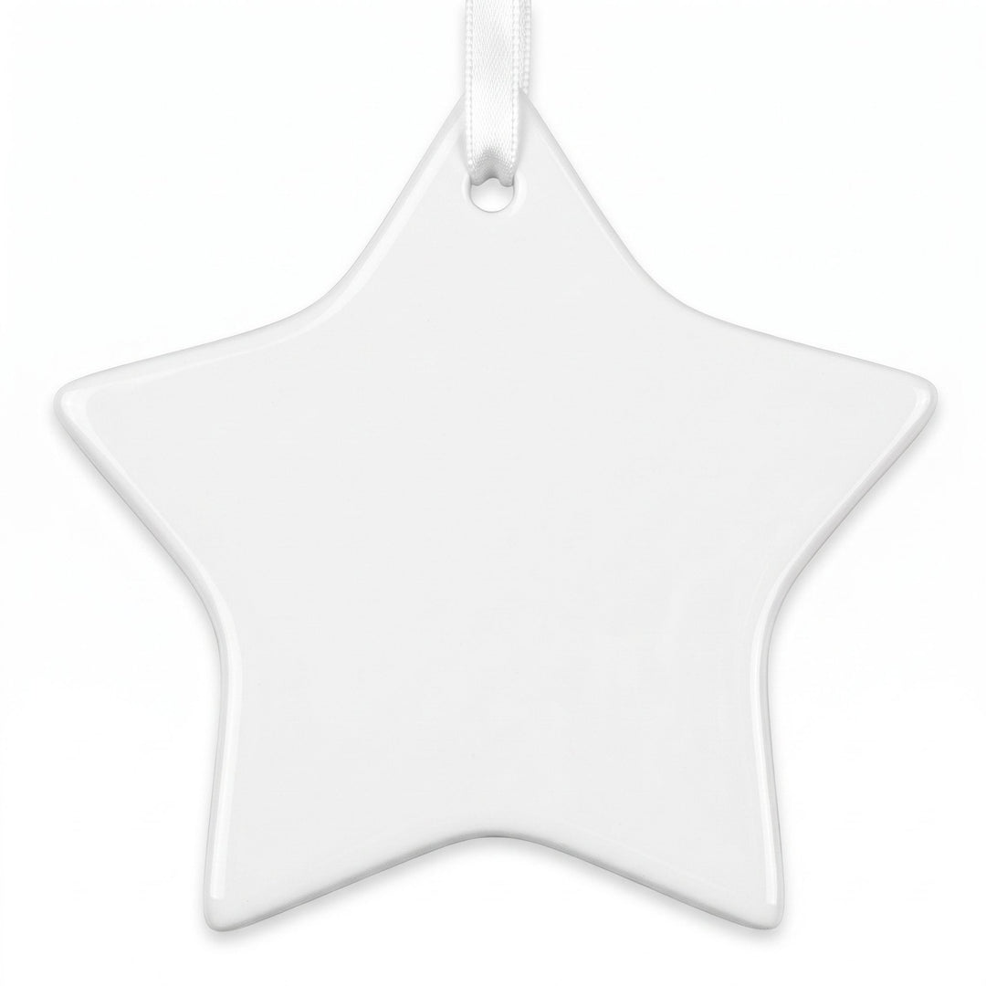 Ceramic star shaped Christmas tree decoration, blank, gloss finish