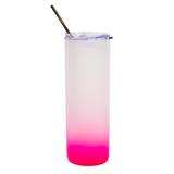 25oz Frosted Purple Glass Tumbler with Plastic Lid