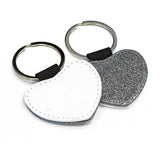 Silver Heart PU Leather Keyring