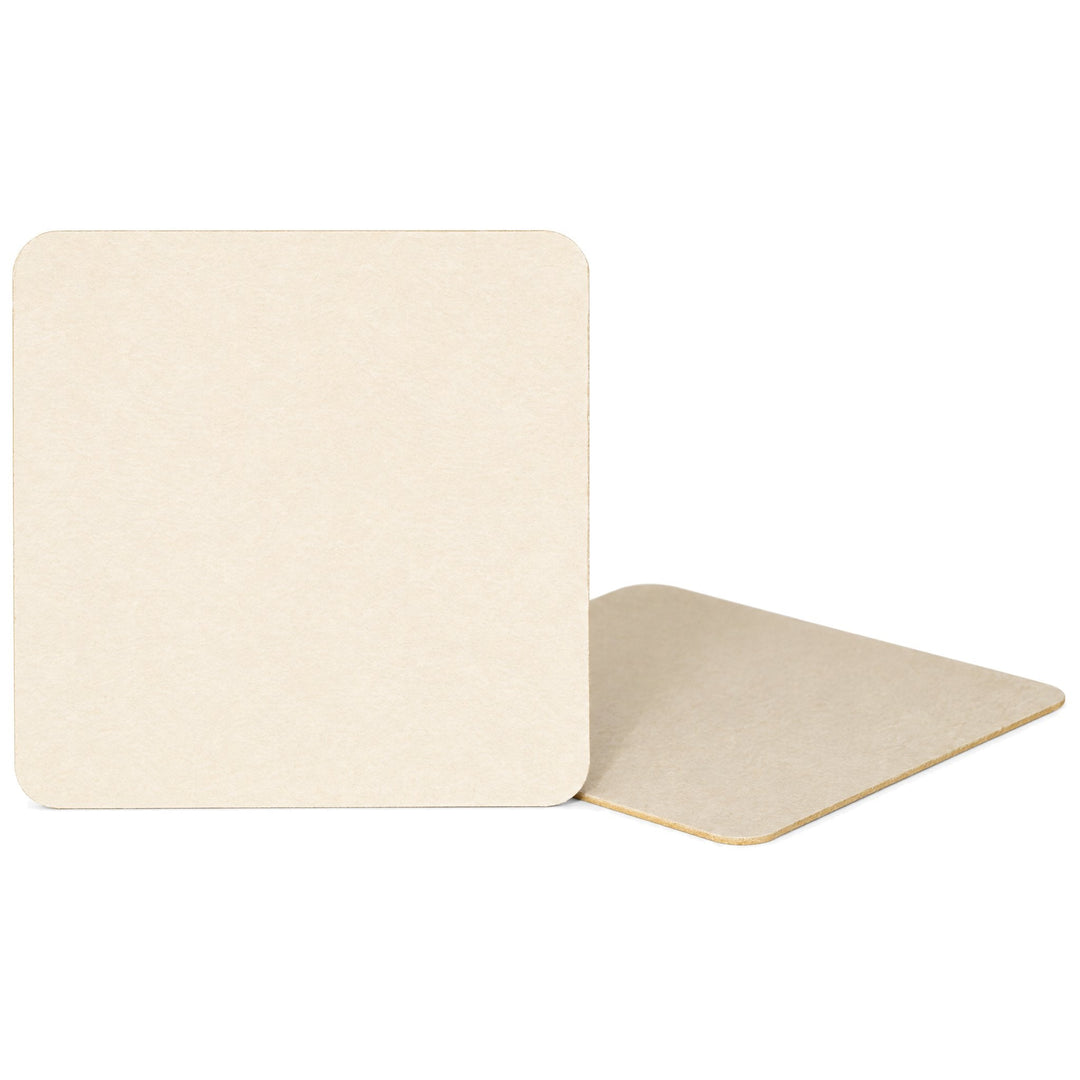 Natural Matt square 1.5mm cardboard coasters (pack of 10), blank