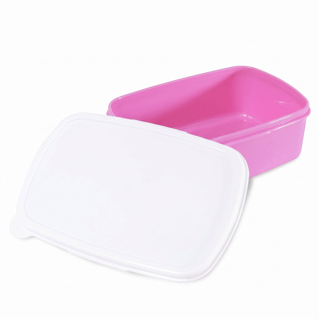 Pink plastic lunch box, blank