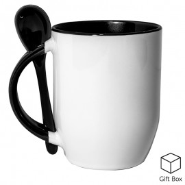 Black Two Tone Sublimation Mug with Spoon
