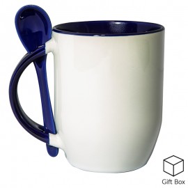 Blue Two Tone Sublimation Mug with Spoon