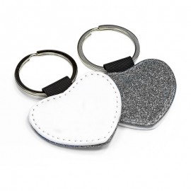 Silver Heart PU Leather Keyring