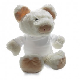White Pig Plush Toy With Sublimation T-Shirt