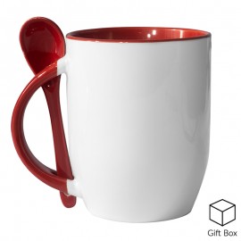 Red Two Tone Sublimation Mug with Spoon