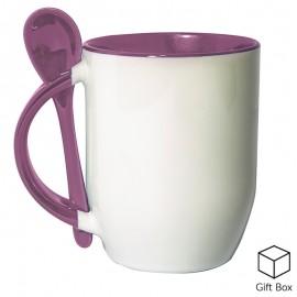 Pink Two Tone Sublimation Mug with Spoon