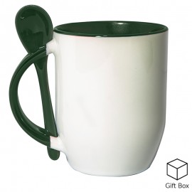 Green Two Tone Sublimation Mug with Spoon